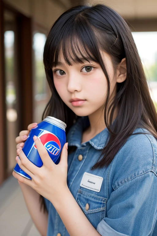 Beautiful brown-haired woman is drinking a box of milk