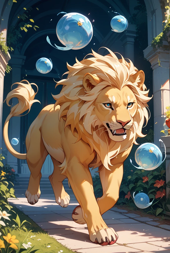 (chubby male, lion cub), full body, nude, jack-o challenge, anthro, adorable, magical oasis, fantasy, night time, moonlight, magical, extremely detailed, beautiful,whimsical, high resolution image,