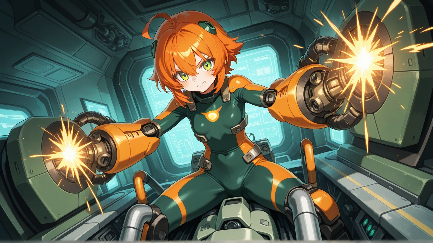 (masterpiece, best quality), mecha girl, (explosion, smoke), bodysuit, blush, cyberpunk, science fiction, ponytail, robot, squatting, platform boots, looking at viewer, destroyed street, debris