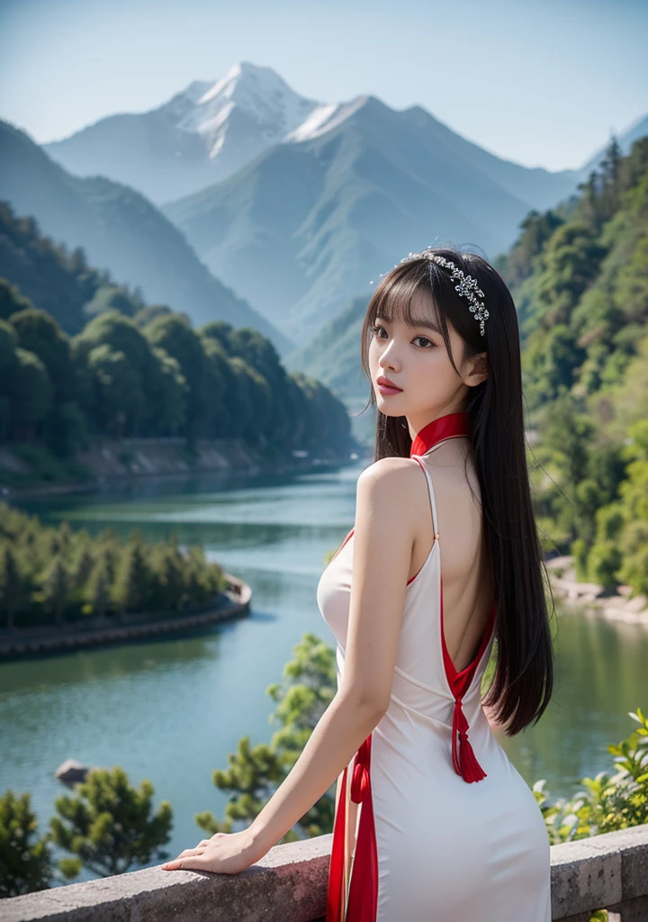 (RAW shooting, Photorealistic:1.5, 8k, Highest quality, masterpiece, Ultra-high resolution), sengoku, Perfect dynamic composition:1.2, Realistic:1.3, Highly detailed skin and facial textures:1.3, A slender female samurai holding a Japanese sword pointing upwards:1.1, beautifully、aesthetic:1.2, Cute and sexy beauty, Perfect Style, Wear an exquisite ring, war, water, Wind, thunder, ice, Fair skin, Very beautiful face, (Mid-chest, Chest gap), (Embarrassed smile, Her facial expression when she felt intense caressing, Facial expressions when feeling happy), (Wearing a sexy sengoku uniform:1.1, Off the shoulder), (Beautiful Blue Eyes, Beautiful erotic eyes:0.8), (Too erotic:0.9, Fascinating:0.9), Full Body Shot, Japanese castle in the background(Full Body Shot)(Carbowie shot)