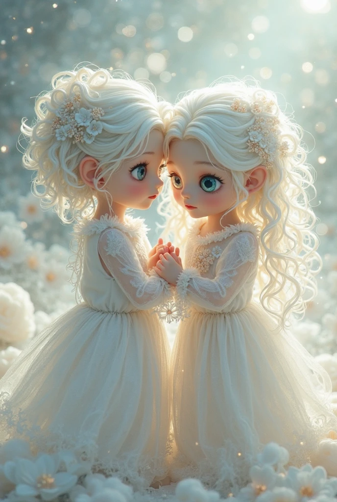 Girl with white hair, snow-white hair, cute and playful princess with crown on her head