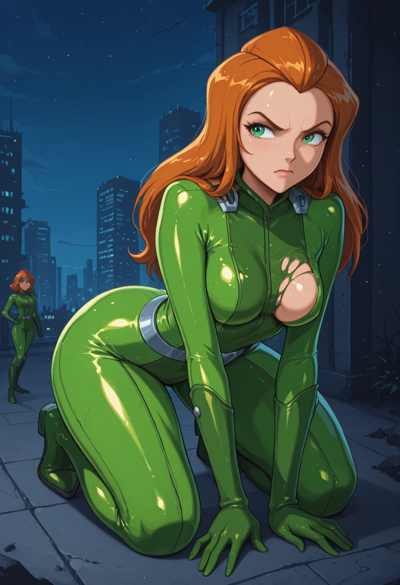 8k, best quality, masterpiece, ultra detailed, professional lighting, good composition, full body, detailed eyes, anime eyes, (fluttershy my little pony 1.1), large breasts, pierced nipples, shiny latex stockings, sexy pose, detailed skin, detailed clothing, HD wallpaper, pouty lips, luscious lips, purple lipstick, eyeshadow, 2.5d, blowjob lips, embarrassed expression, NSFW, location alleyway, night, lit by streetlamp, detailed location, pose sexy secret blowjob, humanized pony