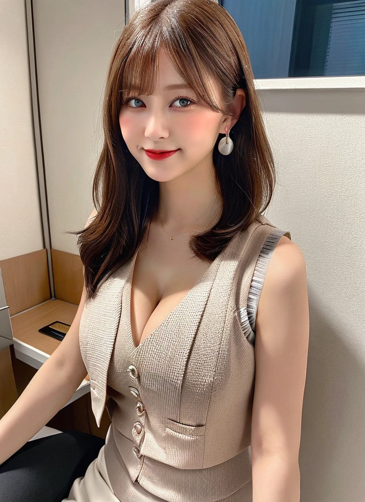 (Long summer skirt:1.3)、Sleeveless shirt、1 person、Bob Hair、Medium breast、smile、whole body、The navel is visible、masterpiece:1.3、Raw photo quality、Highest quality、Detailed Images、Detailed Background、Inside the cafe、Standing in front of the counter、