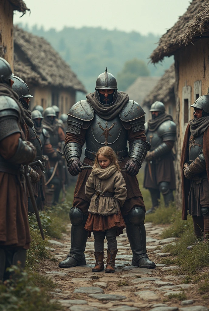 kneeling viking boy, blood stained