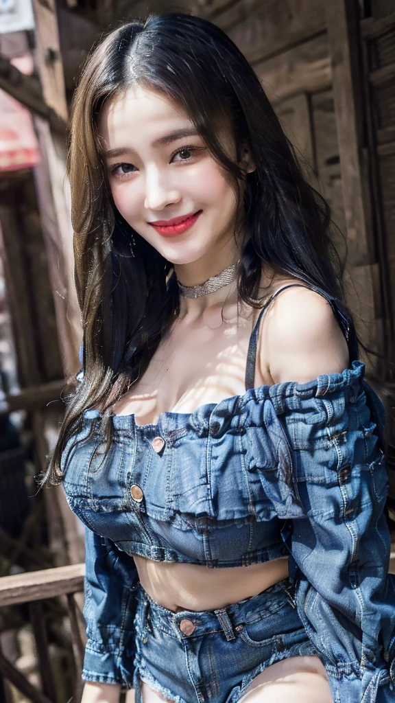 ((A denim camisole dress with voluminous pleats、Half Sleeve Shirt))whole body viewing angle、beautiful, calm and bright look、Sexy and refreshing look、完璧なbeautifulcute顔、Very bright、Long bangs between the eyes、Long black hair straight hair、とてもcute、beautifully、Sexy young tiny woman、非常に完璧なbeautifulcute顔、、Real17歳女性、cute,((Small breasts))、(()) And a very slim figure,Very thin leganicules、Earrings、Pink Lip、choker、Real、Highest quality、Detailed face、Detailed Background、Depth of written boundary、alone、night,Highest quality、High resolution、超High resolution(Real:1.4)Detailed eyes、Gradation、Perfect anatomical figure、Woman with perfect body、Highly detailed skin、非常にDetailed face、細部までbeautiful目、Background blur、