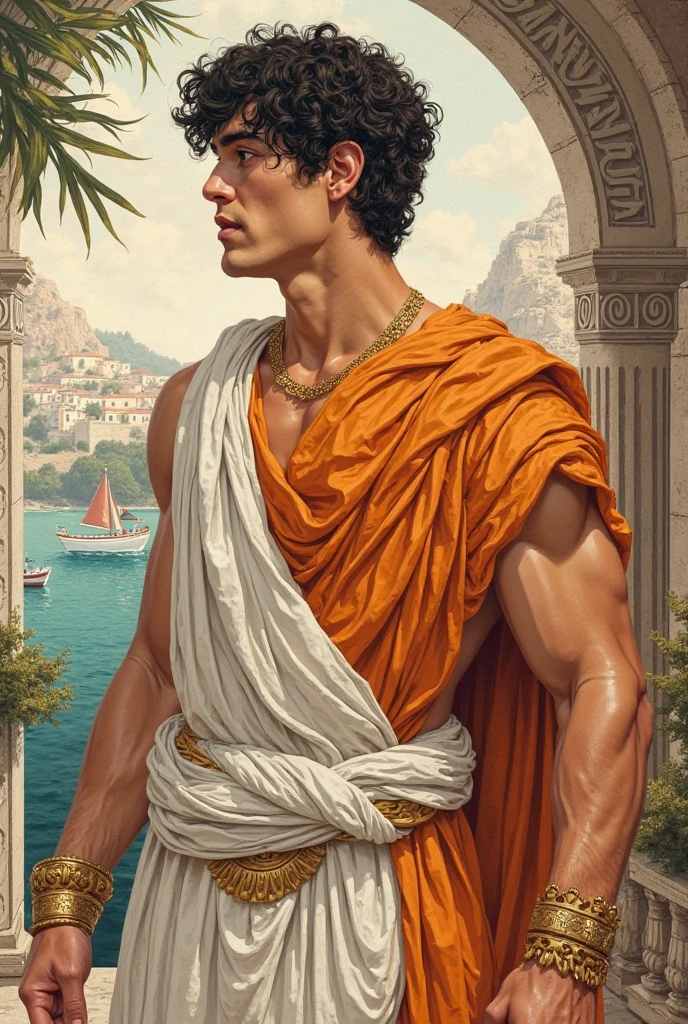 There is a faint whiff of Tyrian incense, and the god Apollo stands before you, dressed in a sumptuous pink tunic, stained badly down one sleeve by juice from oranges. Popping another piece of fruit into his mouth, he begins: 'I think you should leave at once. Calypso's a bad thing, really. At least I think she is, or was once, or might be tomorrow. Something terrible could happen if you don't build yourself a raft and escape. I can't help you there, practicality and immortality just don't mix.'
Then in a twist of orange peel the god is gone, back to his scrolls and prophesying.