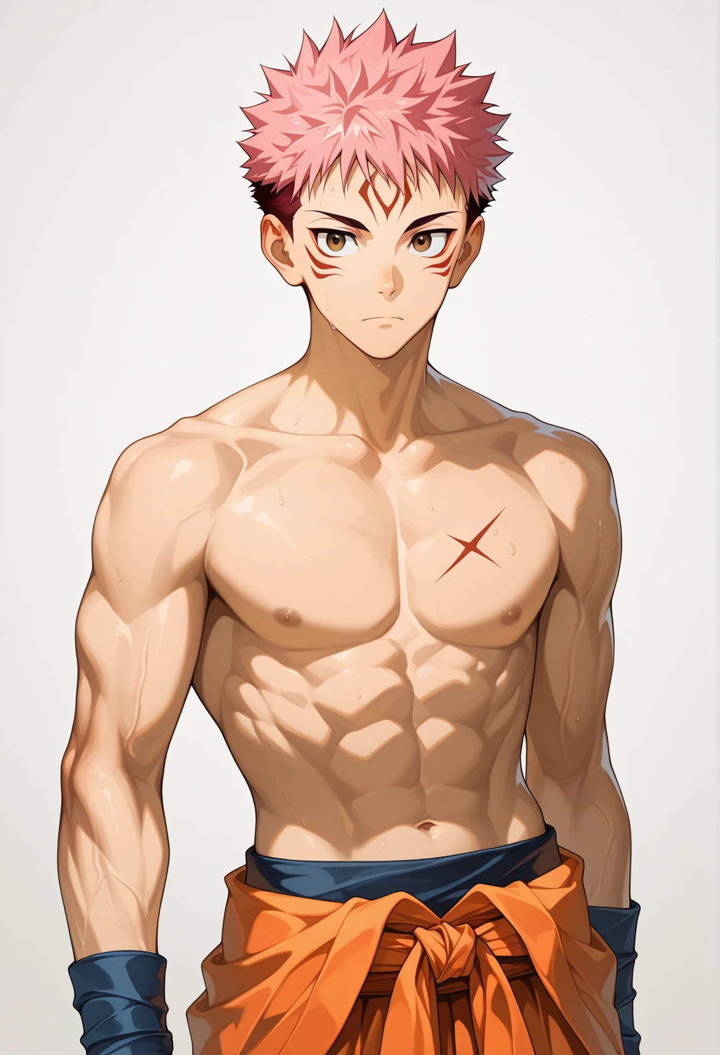 draw a pornagraphic image of shinji from evangelion , make him nude, make random background