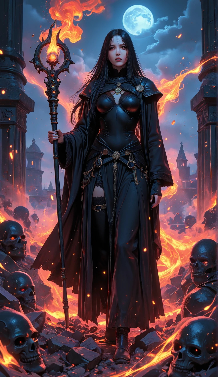 Cemiterioe Living Dead Landscape with Skulls at War Night of Darkness Fantasy