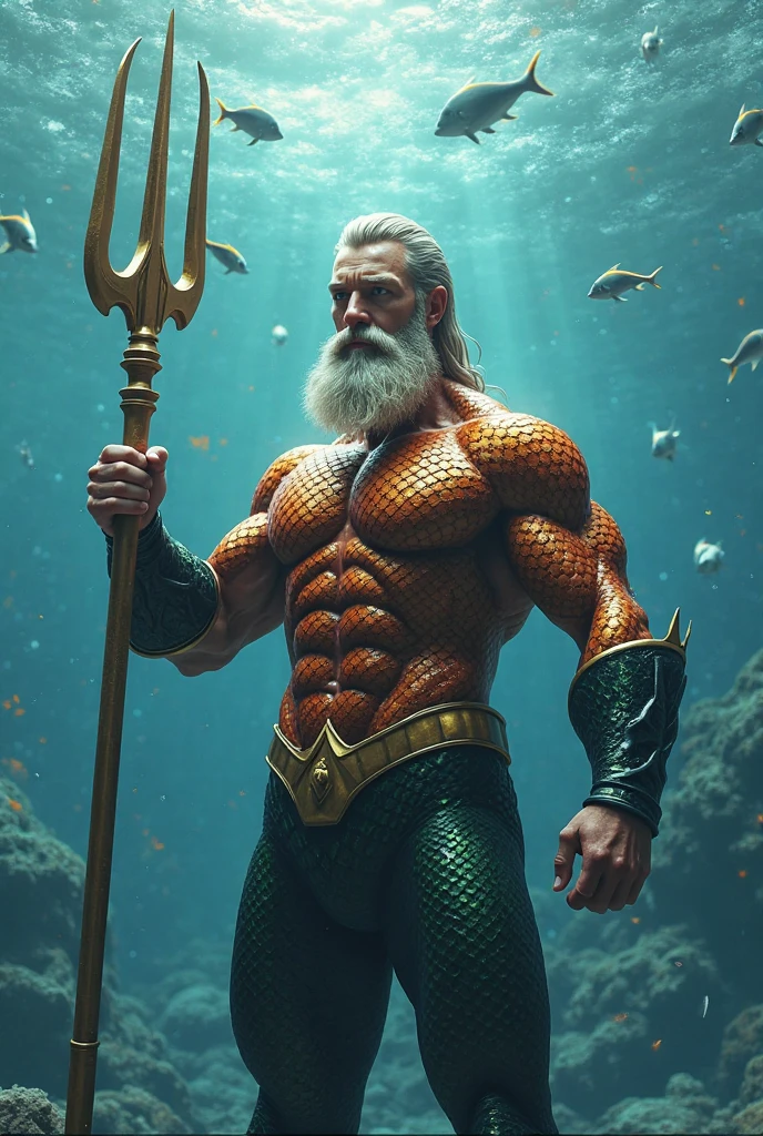 A strong man, short pink hair, short beard, orange eyes, underwater, black tattoos, golden trident, realistic, detailed human anatomy, muscular male figure, dramatic lighting, cinematic composition, photorealistic, fine details, chiaroscuro, shades of blue and green, volumetric lighting, dramatic shadows, high contrast, hyper-realistic,ultra-detailed,(realistic,photorealistic,photo-realistic:1.37),wildlife photography,dynamic lighting,desert landscape,(epic tMasterpiece,max best quality,ultra-highdef XT3 ultra-highres),ultra-detailed,ultra sharp focus,varies,multi,etc. --v 6 --s 1000 --c 20 --q 500 --chaos 100