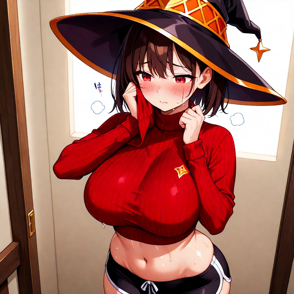 NSFW、Megumin、cute、hat、Wizard's Clothes、Nipples、pussy、(((Love juice)))、())Sweat)))、hot summer、((Body odor))