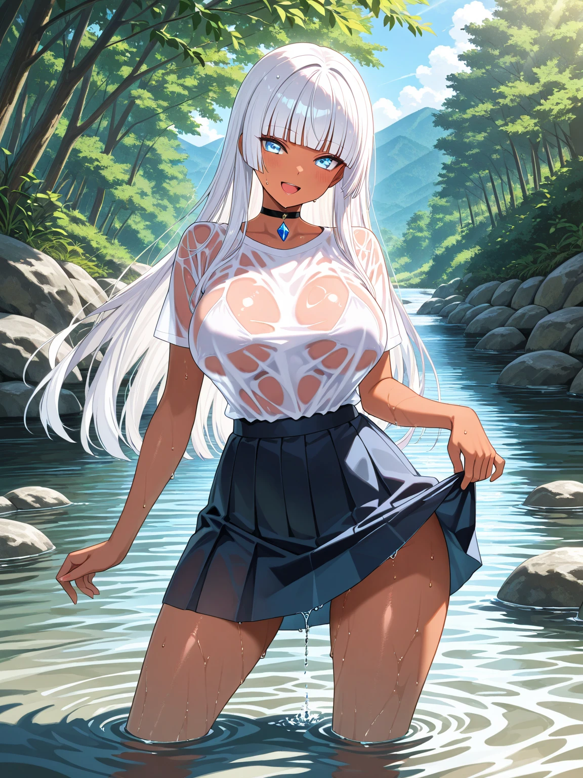 1 female,35 years old,delgado,very big ,Big breasts and thin waist.,long legs, 1 female,35 years old,milf,Big breasts and thin waist.,delgado,bunker ,Exhibition, Alone,(bottom:bamboo forest,heart,heart,heart池) She has short silvery white hair.,Stand,perspiration,wet,from the front, straight hair, partly cloudy,(((masterpiece),(Highly detailed 8k unified CG wallpaper),Best Quality,movie lighting,細緻的bottom,beautiful and delicate eyes,intelligent students,black eyes very delicate and beautiful),(Beautiful and detailed description of the eyes.),ultra detailed,masterpiece,)),in front of the camera,High resolution,ultra detailed),Exposing the breasts,exposed genitals, convex,open legs,sexy convex,camel toe,Flushed face,Secondary students(have on:,sailor suit,Blue ultra-short pleated skirt,sports shoes,bare breasts,)