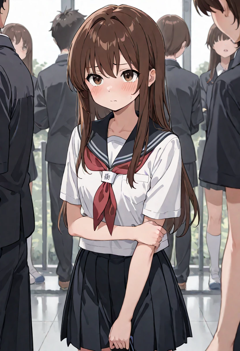 superior_Mikoto, 1 girl, alone, School_uniform, tokiwadai_School_uniform, sweater_vest, skirt, Brown_sweater_vest 全身, surrounded by a group of men hit from behind, blowjob hit from the front slave collar fetters cum in mouth I am ejaculating inside my vagina now. large amount of semen Ahe face stick out tongue lean back Whimpering force insert into the vagina in the city Tattoo on the stomach defeat((shibari, turn your arms behind your back:1.4)), ((put your hands behind your back)), ((tied with rope)), ((tie your hands behind your back)), ((Rope restraint)) naked