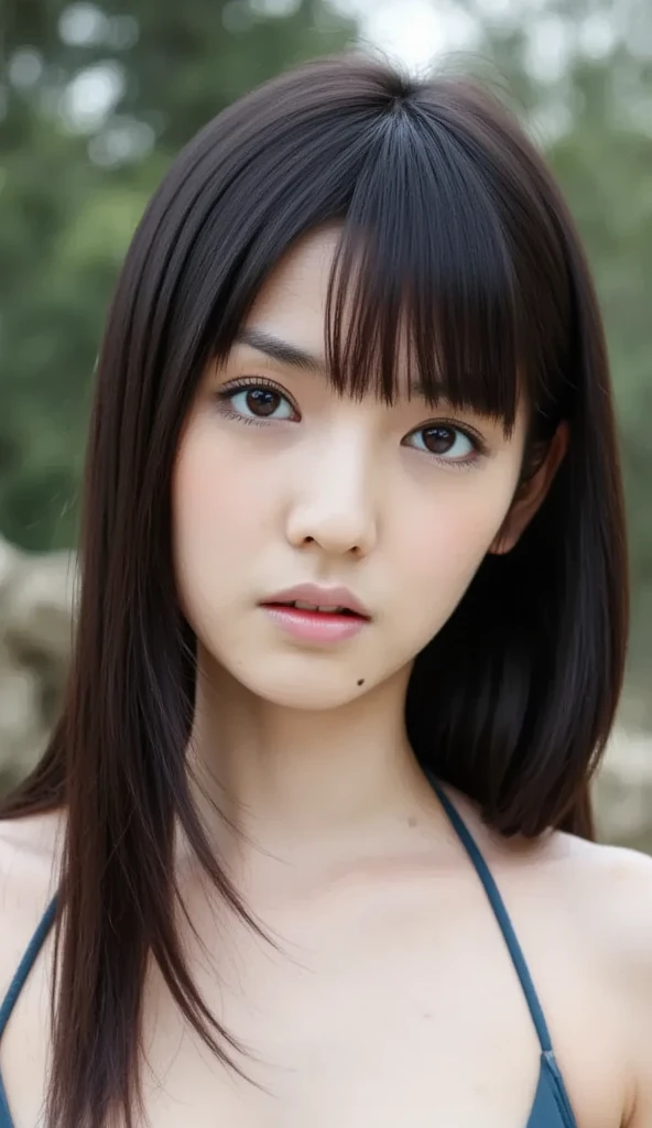 rie,One Woman,(best quality), (ultra detailed), (absolutely resolution),Face is front, 32 years old, tilt one's head, Sweatshirt and pleated skirt, The color of the clothes is brown, The pattern of the clothes is swimsuit-like., Brown Hair, In the spring cherry blossom flurry、In the scene of pink petals fluttering