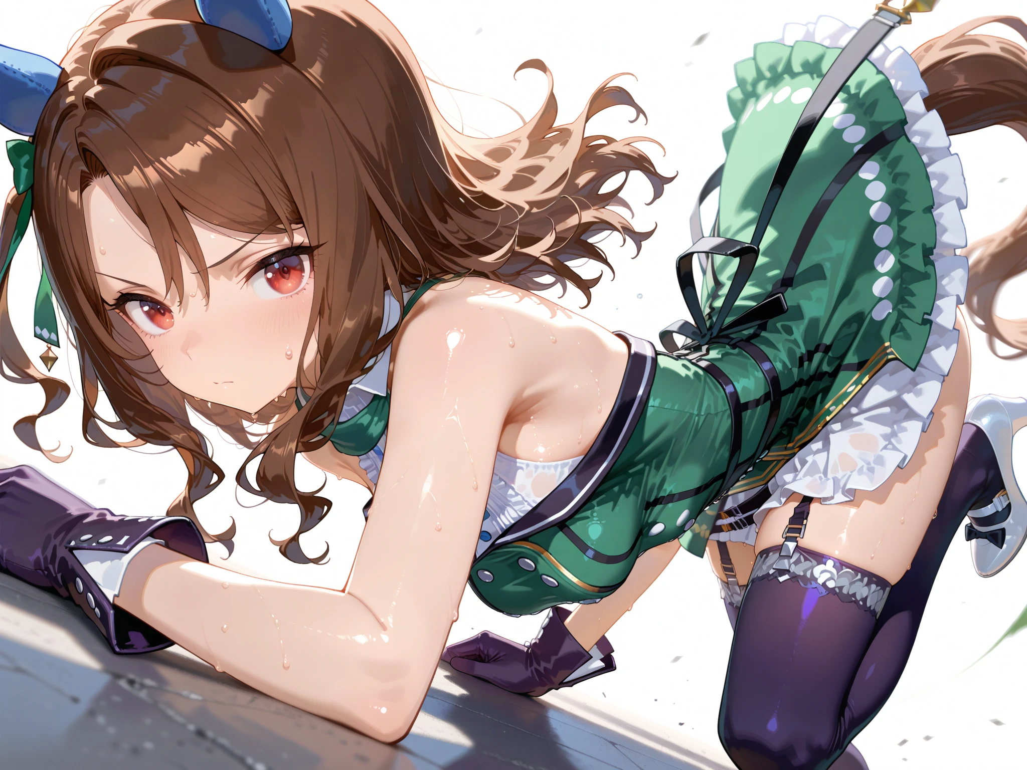 outdoor,Masterpeace,high quality,Magic_Knight_Rayearth, 1girl, solo, short hair, green skirt, pleated skirt, brown hair, bow, , green eyes, white shoes,round eyewear,rimless eyewear,(masterpiece, best quality: 1.2),(very detailed face, real image, realistic skin, realistic body, intricate details)1girl, 1boy, solo focus, cowgirl position, straddling, ??????? top, spread legs,breasts squeezed together, bent over,???, ??? in pussy, ??? overflow,female , female orgasm, ,????, deep penetration, vaginal, ???, {motion lines},crying, closed eyes, scared, embarrassed, open mouth, blush, nose blush,sweat, clothes lift, breasts, nipples, no panties, {{{pussy}}}, ?????, skirt,indoor, tatami,official style, anime style, very aesthetic, best quality, realistic, intricate, overall detail}}, stationary restraints, reproductive worship, bio-punk, biological technology, ????, tentacles ???, {{cilia on creature's back}}, caress, tentacles passing between a girl's legs, tentacles rubbing her pussy, nsfw, 1 girl, completely nude, limbs inside creature, {{riding, straddling on tentacles}}, arched back ??????, {{head leaning back}}, thrust stomach forward, nipples, navel, crying with eyes open, manga style, wonderfull background