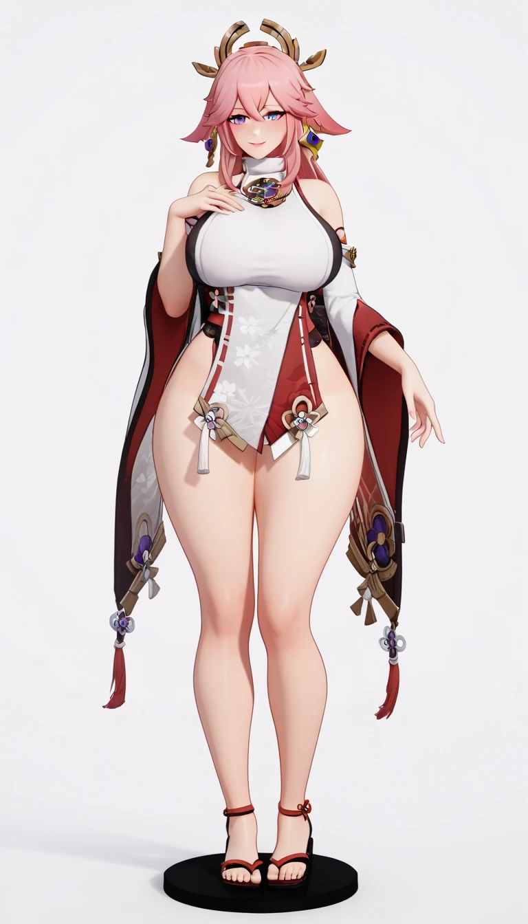 big breasts, big tits, thin waist, big ass, pussy, thick thighs, bare feet, stand, completely naked