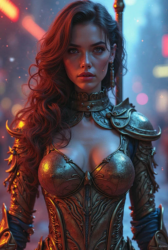 lillis, (Realistic:1.5), A shot of a woman (Walking:1.3) Walk to the audience in a beautiful way (face:1.3), (large natural breasts:1.5), (Crazy little details:1.2), 13 aperture, Skin bump texture, Details in the shadows, (Vibrant colors:1.2), Intricate details, Subsurface scattering, Three-point lighting, Edge lighting, Crazy meticulous shadows, Solo, Environmental occlusion, Textured skin, Wide hips, Wide breasts, Tight clothing, leering, Obscene clothing, Masterpiece, Best quality, Ultra-detailed, Texture, view the viewer, Detailed eyes, Detailed face, (Masterpiece:1.4),(Best quality:1.4),(Shiny skin), Neon lights, (Night:1.4), midnight, Clear image, Exposed cleavage, (Saturated colors:1.5), bloom around lights,(Red tone:1.4), Hell landscape background,dark, chiaroscuro, low-key