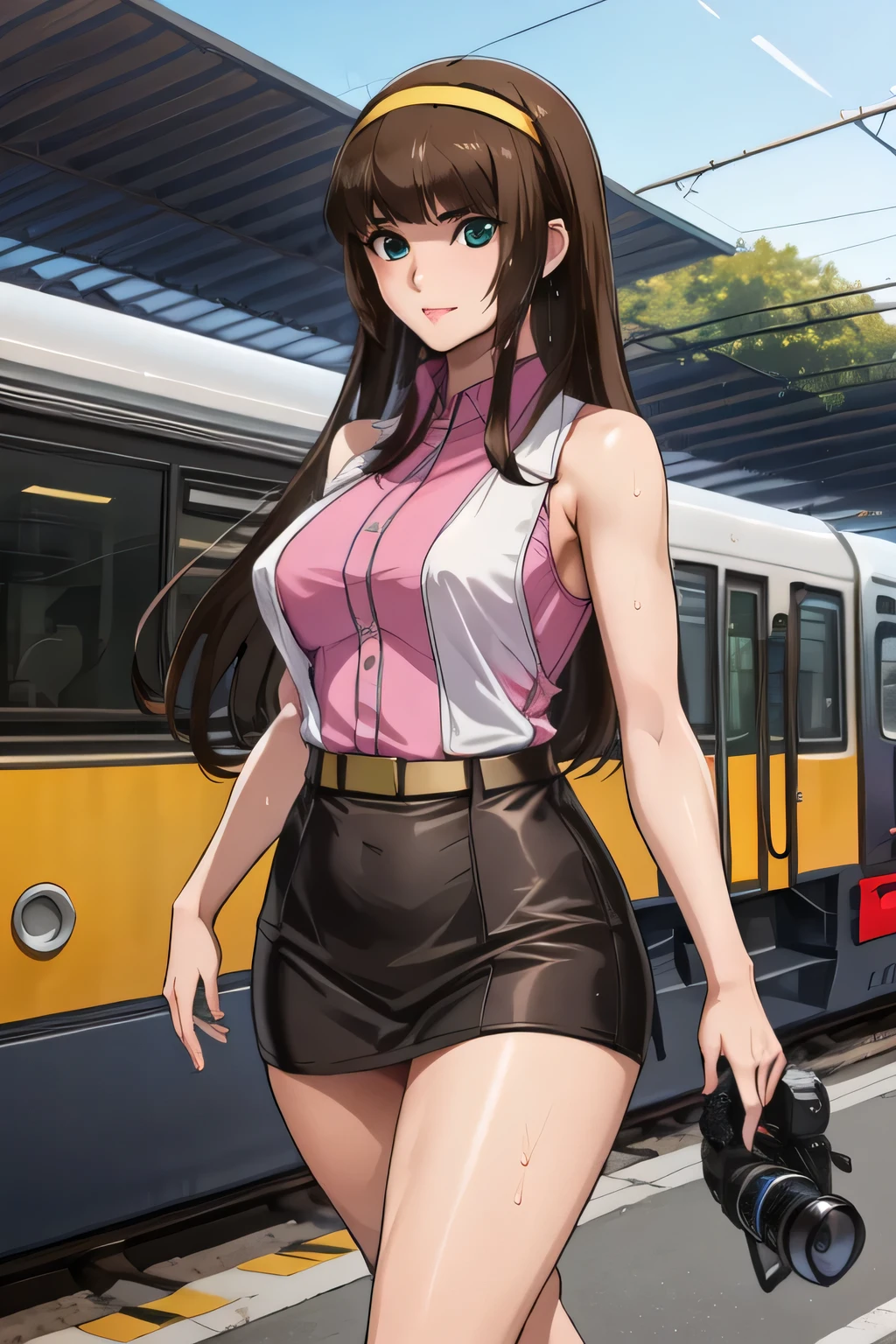 My nipples are sharp and can be seen through when wet,nice smiles,Faces are very important,Brown Straight Long Hair,Big BreastsをさらにBig Breastsに描いて下さい,miniskirt,Yellow hair band on the head,,nice smiles,Can you draw a woman looking at a train,Picture a woman waiting in front of the car in front of you,東京の地下鉄ホームでwaiting for the train女性は描けますか, ,congestion,waiting for the train,fun,Underground railway stations ,The sign hanging on the wall,{{X}},describe her look in more detail,walking alone, city tour ,,(((I'm wearing casual clothes inspired by a tourist))), I have a SLR camera ,(Let's draw a more delicate look),(sleeveless wool sweater),( Pleated Legs,white panties),(That work is enough for one person {X} can you draw the perfect balance to curb destruction)、 That's enough,frown。unless the job requires it。 {X}、 , An attractive 40-year-old woman takes off her uniform、jump off, BIG BLACK WAVY HAIR, , Big Breasts, thin waist , , ,Faces are very important,