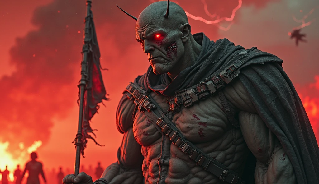 Member badge. Theme: Halloween movie horror, featuring the busts (chest and face) of a Doom Slayer-like character, splattered with blood, under eerie moonlit lighting.

