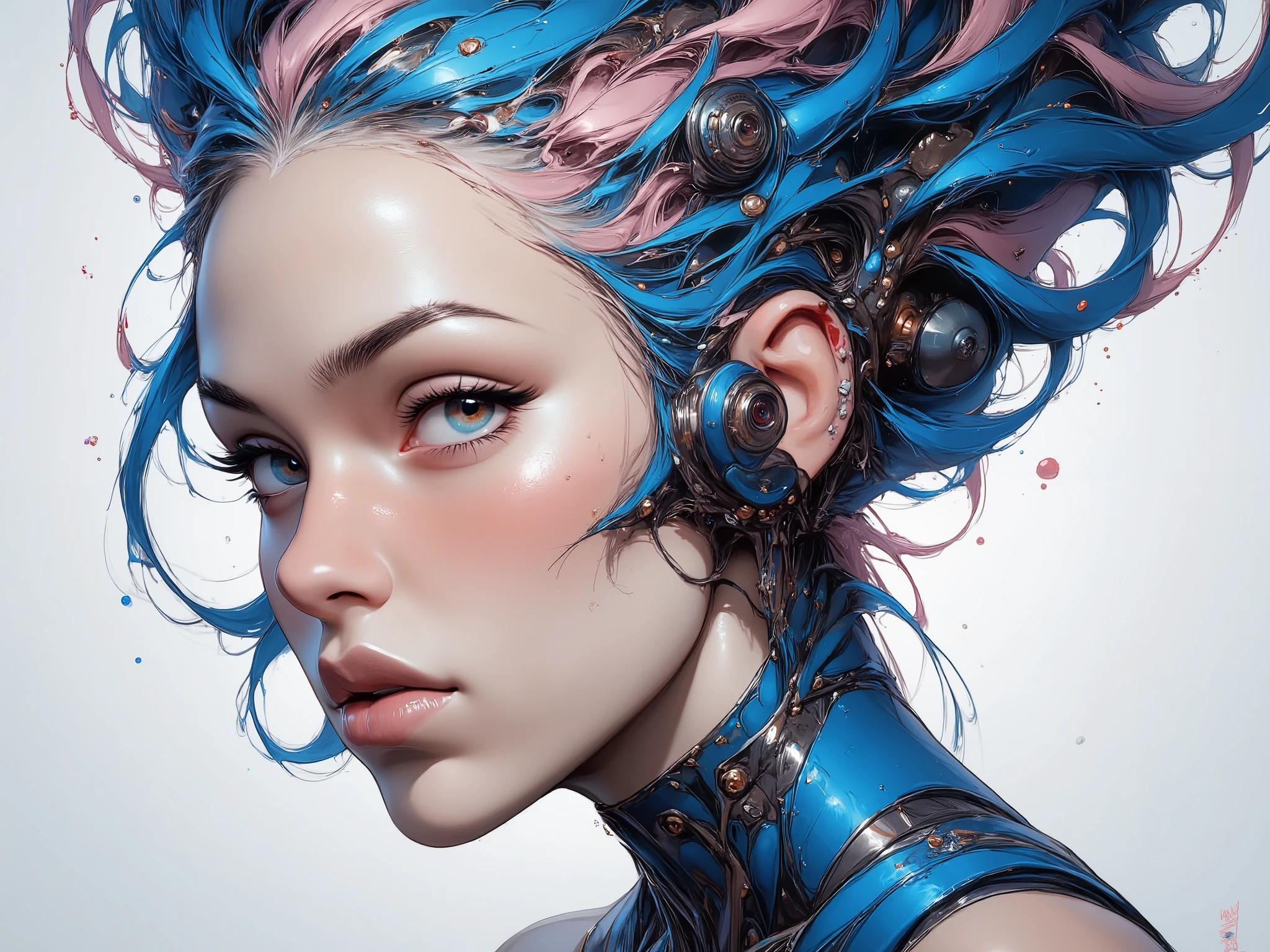  hair mystical , Nanopunk, blue-white shading, element earth, Miffpunk ,  Graphic interface , space art, Sci-fi art, Dark influence, NijiExpress 3D v3, kinetic art, Datanoshing, oil painting,  Ink v3 ,  splash style , abstract art, Abstract Tech,  Cyber Technical Elements , futuristic,  Illustrated v3 ,  Deco influence , airbrush style, Drawing