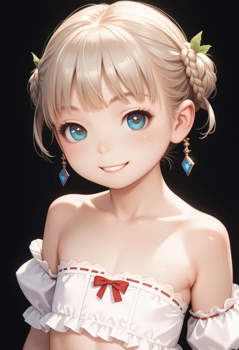 Off the shoulder、Only the face、Wide forehead、short hair with twin tails、Long bangs、Blonde、Double、blue eyes、Silver earrings、Get angry、smile、Bangs standing、The bangs are up、eye shadow、Xiaowa、Wide forehead、naked、Heart Necklace、Brown Hair、Curly bangs、Tattoo、Wide forehead、Show your forehead
