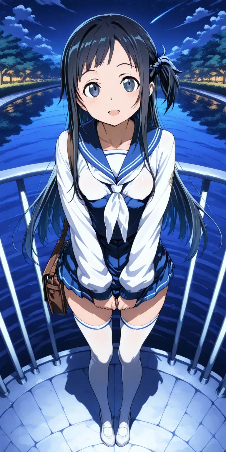 Mizushima Asa, who has big breasts and beautiful legs, is wearing a miniskirt uniform, light blue and blue panties are visible, and she is sitting on a chair with her legs spread wide.。