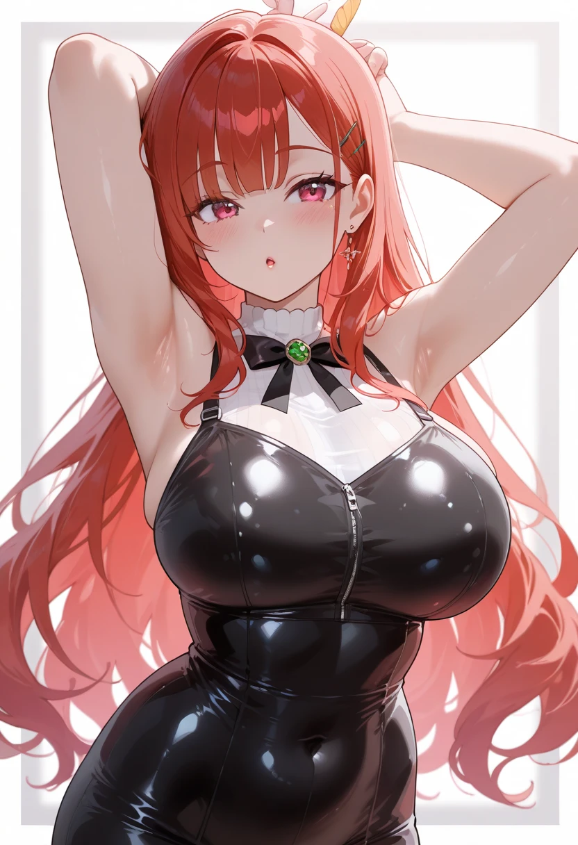 art by kipteitei, 1girl, Orihime, playboy bunny suit, black suit, chubby (best quality, masterpiece)
