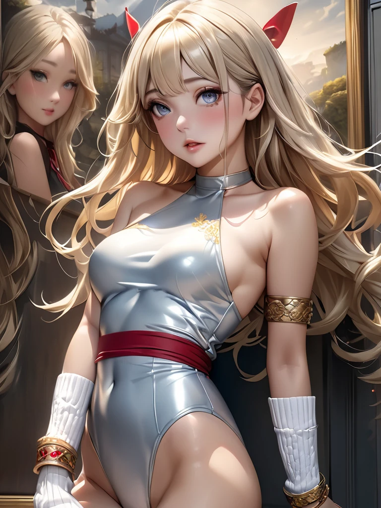 Transparent hair、Golden Eyes、eye glasses、Daughter in her early teens、flat chest、Thin pubic hair、Beautiful open legs、Cheer Dance