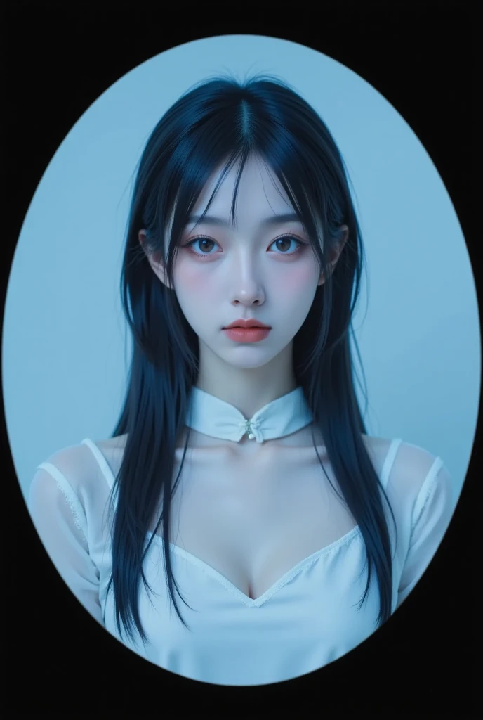 Taking pictures secretly、Hidden camera footage、Super Real、Exquisitely crafted Japanese semi-long black hair(((Stuffed Animal Girl)))、A white surgical gown made of thin, almost transparent material、Dimly lit human taxidermy studio、Abandoned Hospital