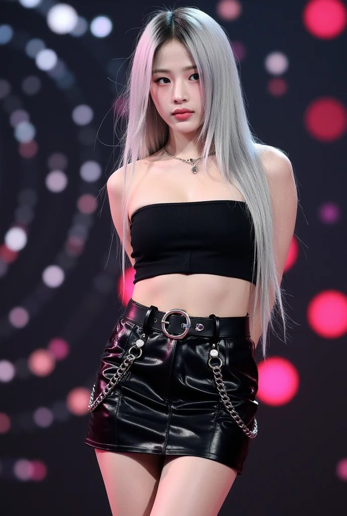 uma mulher com longos cabelos loiros vestindo um top vermelho brilhante, ava max, Retrato de Kim Petras, metallic red, very beautiful goth top model, usando um top cropped sexy, 1 7 - - old h girl, Amouranth, goth girl aesthetic, vermelho prateado, pale goth beauty, com corte rasgado t - camisa, mais conhecido como Amouranth