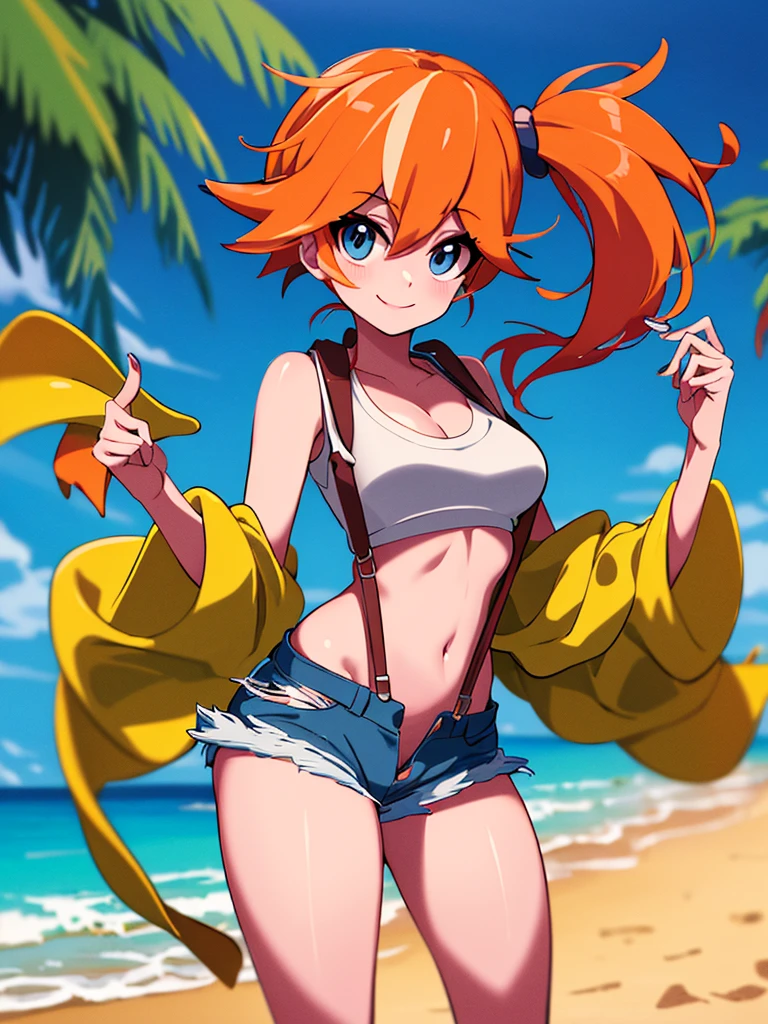 the clown girl, funny , mask face , sexy bikini , orange hair, medium breasts