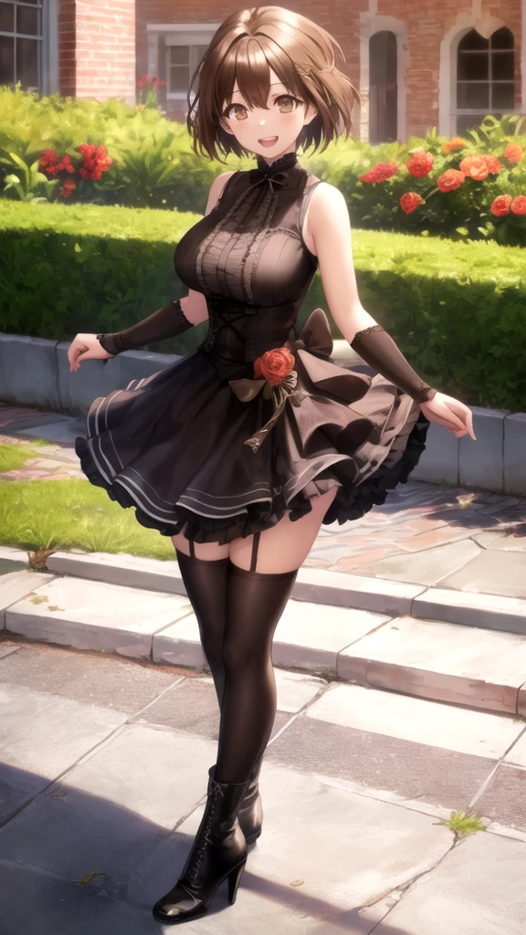 (RAW photo:1.2),(photorealistic:1.4),(masterpiece:1.3),(best quality:1.4),ultra high res,
dreamlike,scenery,1girl,
solo focus,full body,
(detailed eyes),(detailed facial features), (detailed clothes features),
skin tight, (shiny skin),(slender girl),(slim girl),
(1girl,solo),<lora:virtualgirlRin_v30:0.25>,VirtualGirl-Rin, happy, smile, (small breasts), bangs, bob hair, short hair, brown hair, brown eyes, black choker,
long loose revealing dress, loose dress,White gloves,high-heeled shoes, outdoors,cherry blossom,