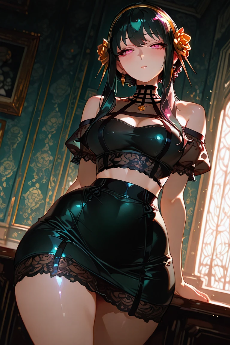 (quality)), ((masterpiece)), Recommended results、Puffy nipples、(see through:1.5)、severus snape's daughter, (((11years old))), straighten your back、abdominal muscles、huge bust、angle to floor:1.2、low camera angle、Hair loss on crotch，Hatsune Miku，((put your hands on your face)),(facing forward)), (blush), a girl, witch, black hair, green eyes, Bob Carter, Braided hair, Fantasy style clothing, wizard, robe, long skirt, tights, indoors, concept art, beautiful anime scene, beautiful anime scenery, masterpiece, top quality, 4K
