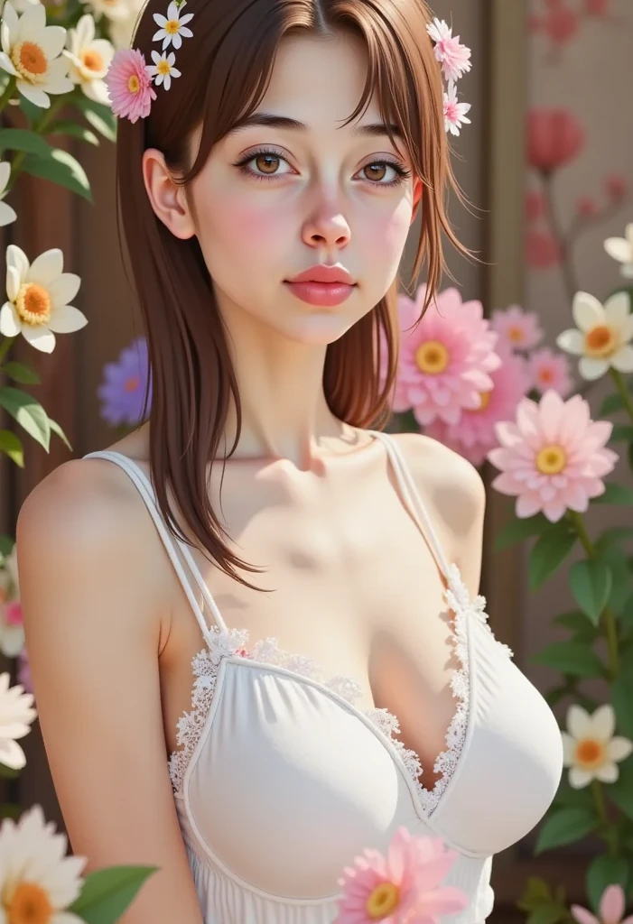 portrait of a beautiful woman in a summer garden, excitation, ecstasy, charm, Love