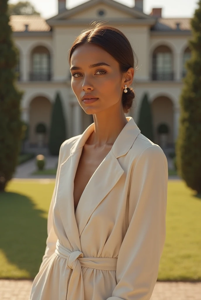 cue de femme brune en sous vêtement en tenue de ville