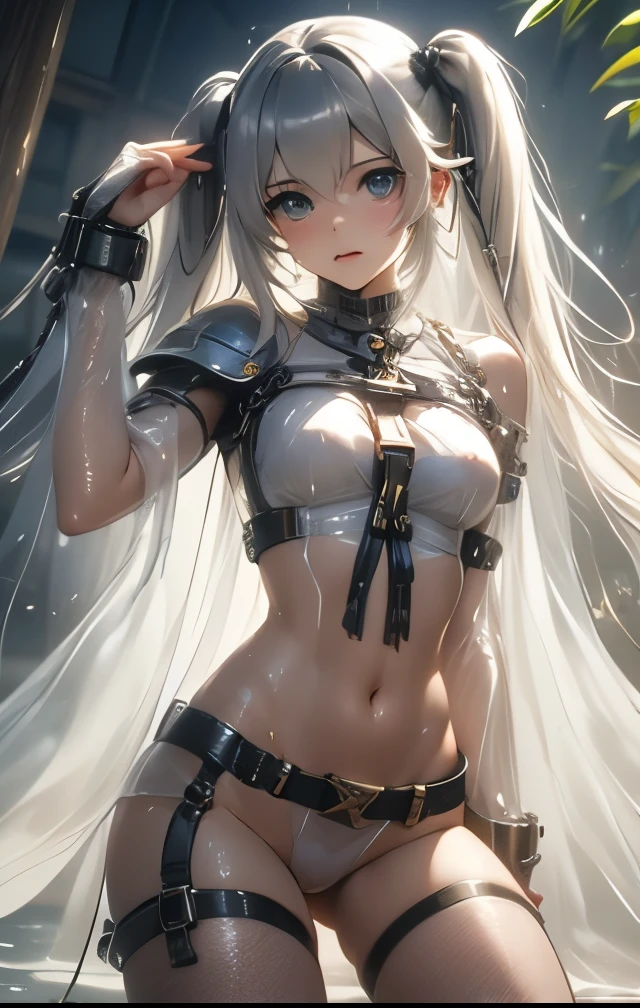 NSFW:1.4、Masterpiece、最high quality、high quality、High definition、High resolution、High detail、Lens flare、Ray Tracing、high qualityのテクスチャー、high qualityの影、Beautiful details、Detailed explanation、Detailed texture、Realistic facial expression、Realistic and colorful、Delicate、Cinematic Light、Side light、Sharp Focus、(1 Female:1.3)、(Intricate details、Makeup、Pure Eros Face_v1:0.5)、(Details Beautiful delicate face、Detailed beautiful delicate eyes、Perfect Facial Proportions、Detailed skin、Charm、Detailed chest、Large upward-facing breasts)、Underboob、(See-through)、Wet、slender、sexy、High Leg、V-Cut、Fancy Twin Tails、Beautiful bangs、(Two-tone gradient hair color)、(high slit)、Knee-high、Thighs、Cyberpunk Boots、White shirt、Crop top、Headphones、Cyberpunk Sleeve Removal、Full body photography、Low angle composition、Spread your legs、Leg spread、Color paint、Ink splash、(Take a deep breath、Work on this image step by step)