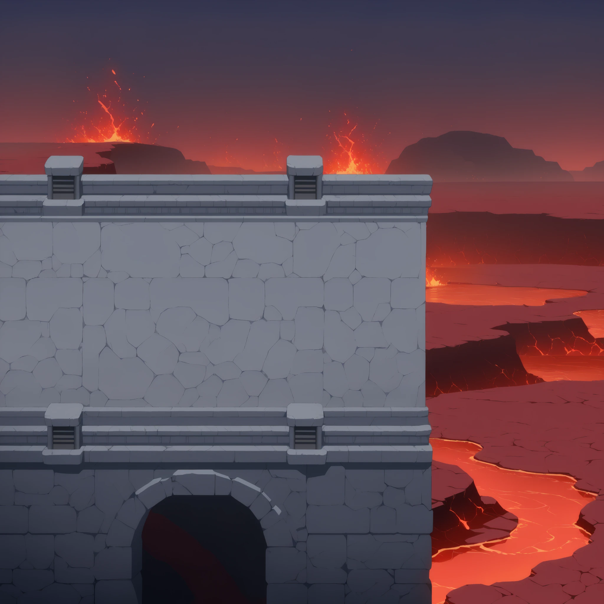 top view, retro video game style,vibrant pastel colors,8-bit characters,blocky shapes,sharp lines,detailed shading,classic gaming vibe,nostalgic atmosphere,classic arcade games,masterpiece:1.2,ultra-detailed,illustration style, 2d texture, arafed red and white abstract painting of a waterfall, red lava rivers, red glowing streams of lava, bloody river in hell, red narrow lava rivers, red fluid, background of a lava river, glowing red veins, red glowing veins, turbulent blood lake, flowing lava, lava rivers, streams of glowing hot lava, rivers of blood, lava river, red veins