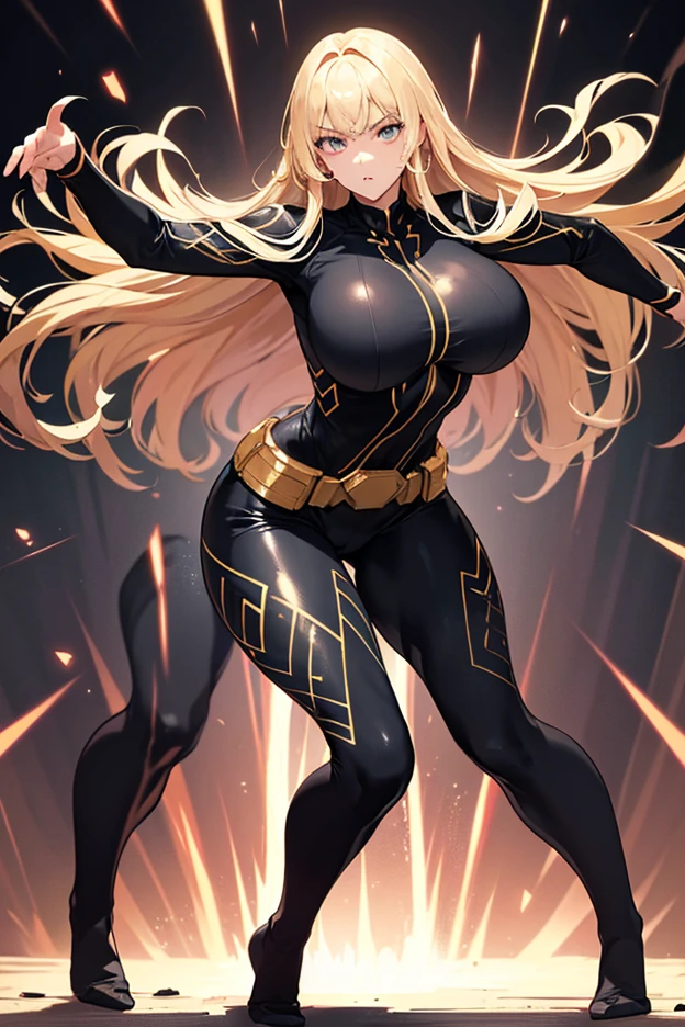 A pregnant woman with a big belly, (beautiful detailed eyes:1.1), pregnant woman, 18 yo girl, black and gold spider man suit, medium blunt hair, blonde, beautiful face, rain, roof, masterpiece, intricate detail, perfect anatomy,wide buttock, bubble butt