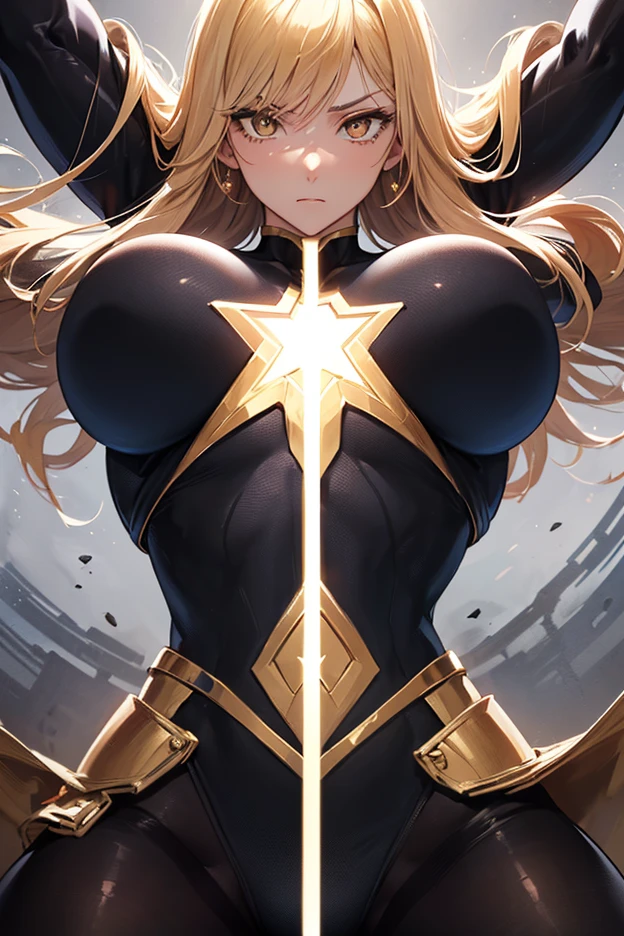 1girl, white background, busty, cleavage, cptMarvel, bodysuit, exposed midriff