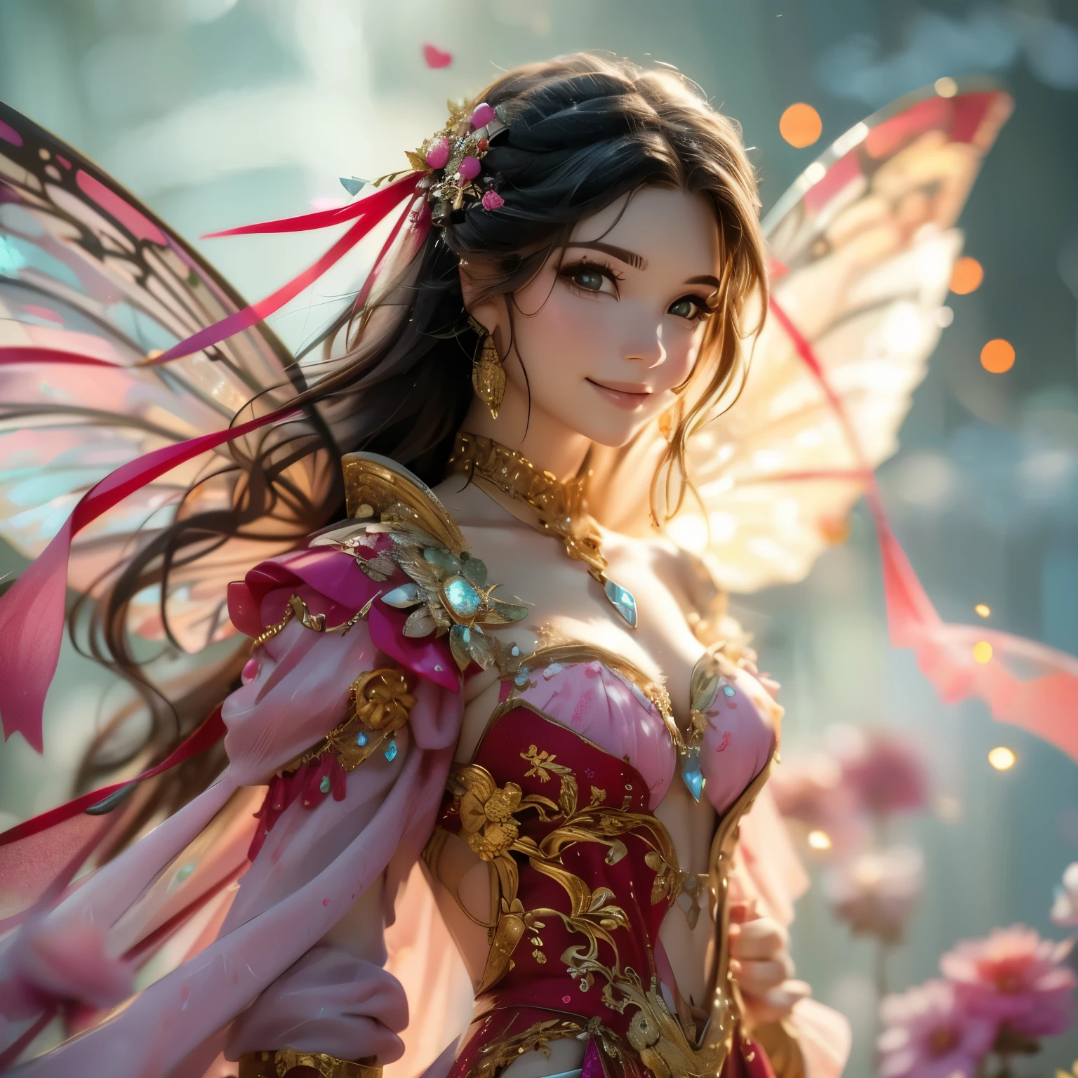  cute smile ,8K High Resolution,Light Fairy,A gentle gaze