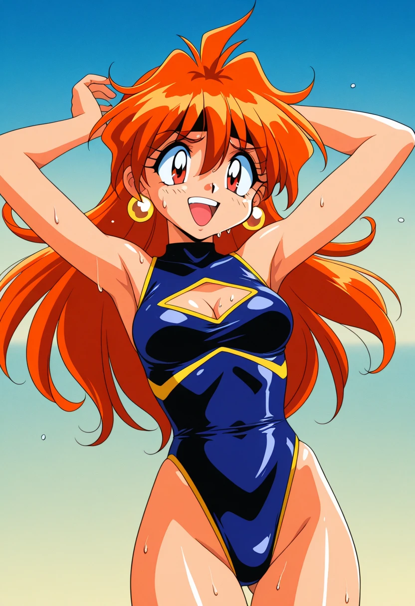 Muscular, body, powerful, anime, Saiyan lady, goku female, orange panties, orange bra