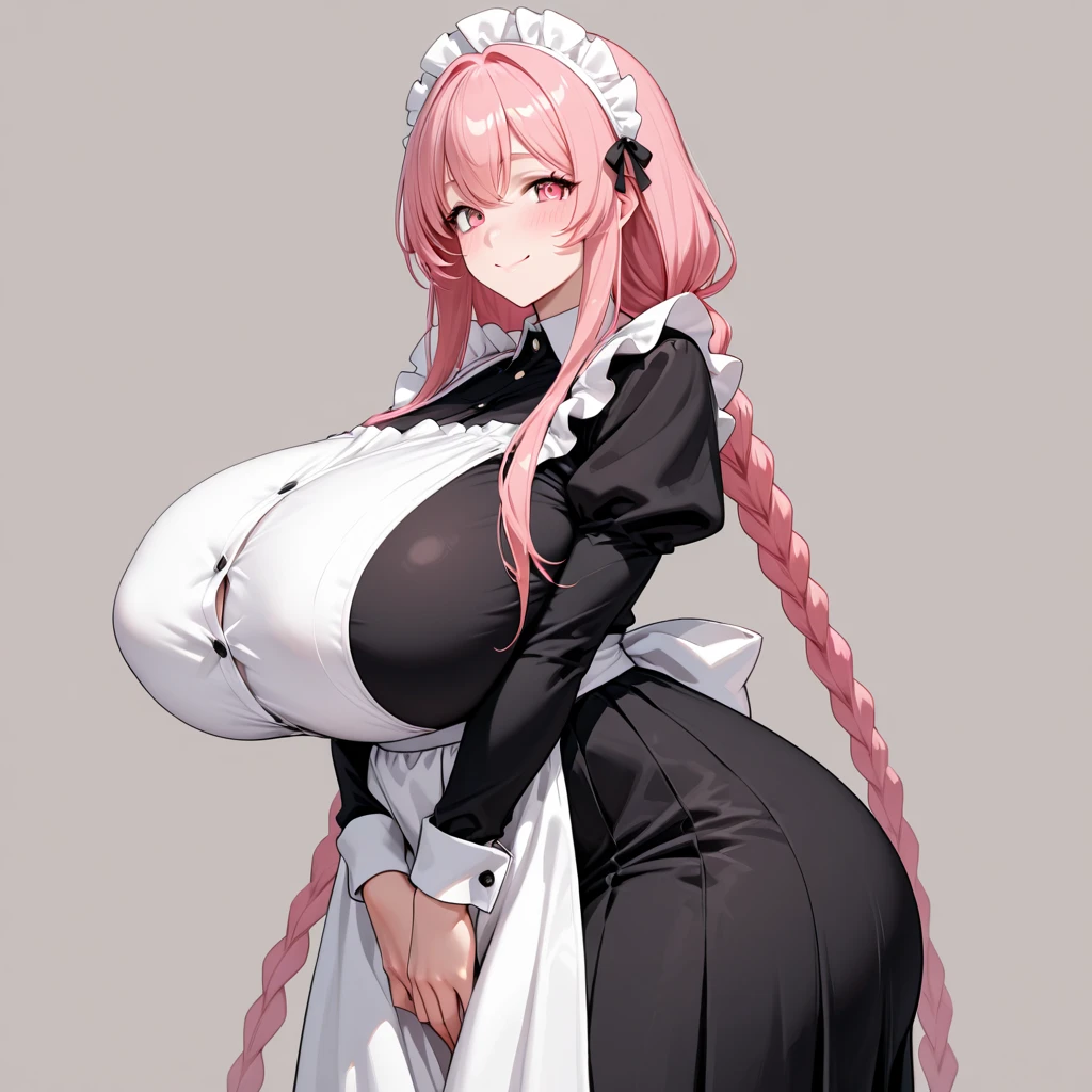 masterpiece, best quality, 1girl, (pink hair, long hair, detailed hair, cat ears, pink eyes:1.3), cute, (horny heart eyes, heavy blushing, excited, extremely horny face:1.1), bedroom, (black hair ribbons, black and white gothic dress:1.2), (topheavy, gigantic breasts, bursting breasts, curvy, slim waist, bottomheavy, thick thighs, wide hips:1.2)