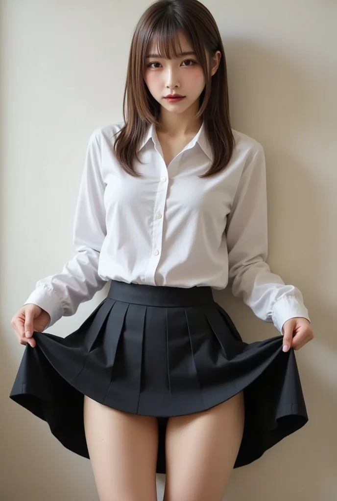 (Medium breast:1.4),(open clothes:1.4),(bra:1.4),(blouse:1.4), Best quality,masterpiece,ultra high res,(photorealistic:1.4),1girl,(black thigh highs:1.6),(short skirt:1.5)