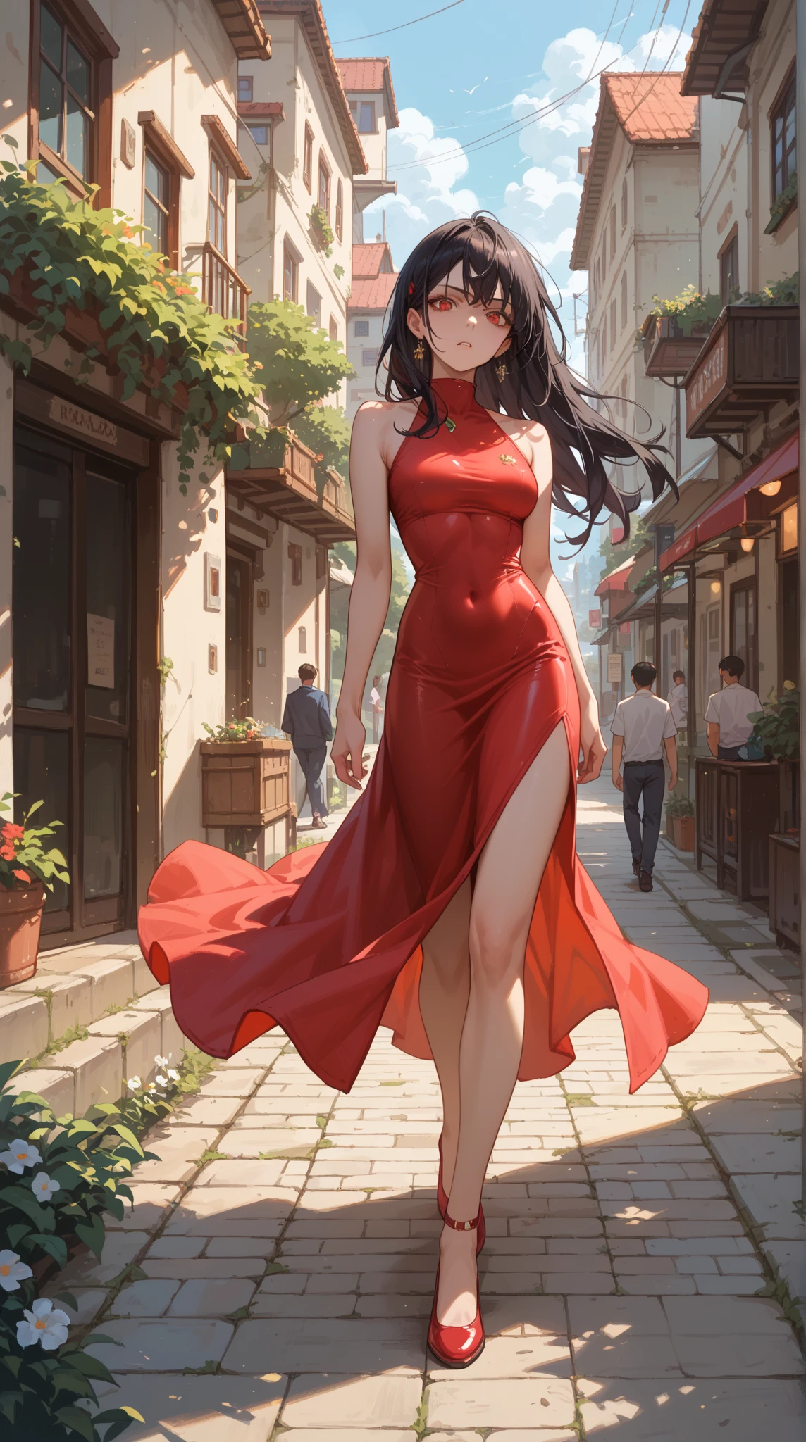 Tabletop, Highest quality, figure, Very detailed, In detail, High resolution, 8k wallpaper, Perfect dynamic composition, Beautiful attention to detail, dress,Medium Hair, Big Breasts, Natural color lip, Random sexy poses,smile,Aoyama Street Walk、20-year-old girl