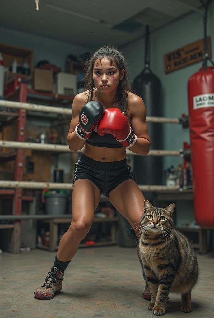 Cat boxing and fight