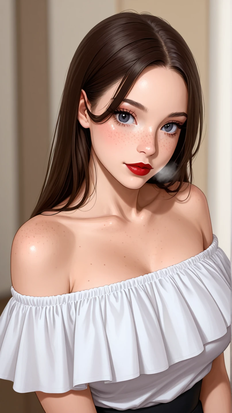 masterpiece, ,(Solitary:1.1), Perfect face, (Bright Lights:1.2),Beautiful and delicate eyes, Extremely detailed face, Perfect lighting,masterpiece, best quality, ((Mature female)), ((Large Breastss))(((Cleavage))), 30-year-old female, 1 Girl, , heteromorphosis, 1 boy, , oral, Solitary focus, View, red Lips, Short blond, Straight Hair ,provocation, tease, Lips, Lipstick, red Lips, red Lipstick, milf, Large Breasts, suit , Smile, Miss, bold Lips, thick Lips