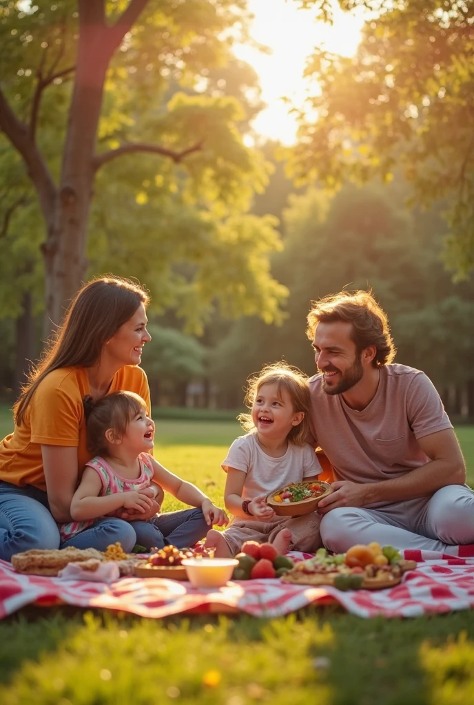 A family is eating with young children at field So funny 