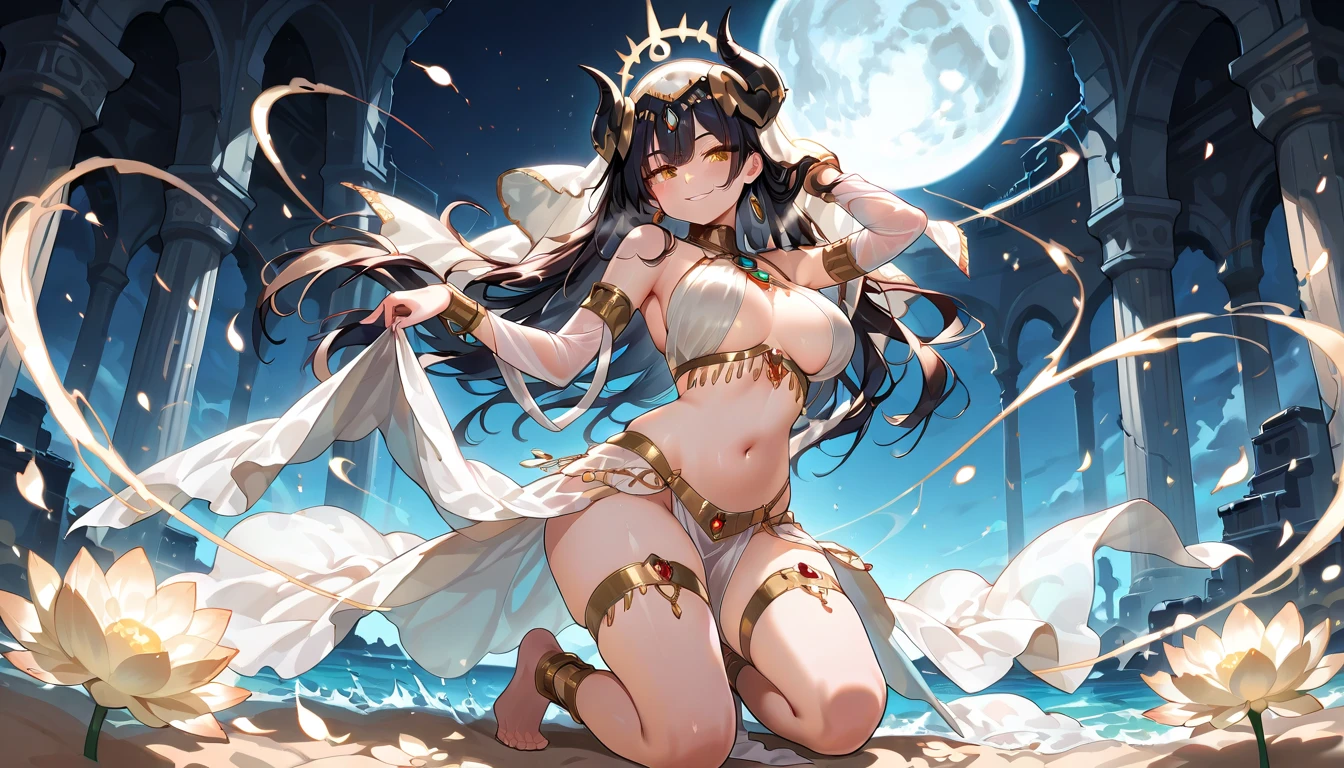 princess cut、black hair, bright eyes, naked, 光沢のあるnipple、(masterpiece),(highest quality:1.0), (ultra high resolution:1.0), Detail view, 8K, anime, masterpiece, brown eyes、nipple、provocative look Blushing wavy hair very big breasts Fair skin Very detailed breasts Very detailed eyes beautiful starry sky、grassland、thick eyebrows、one girl,grasslandの背景、Blue sky、show off breasts、