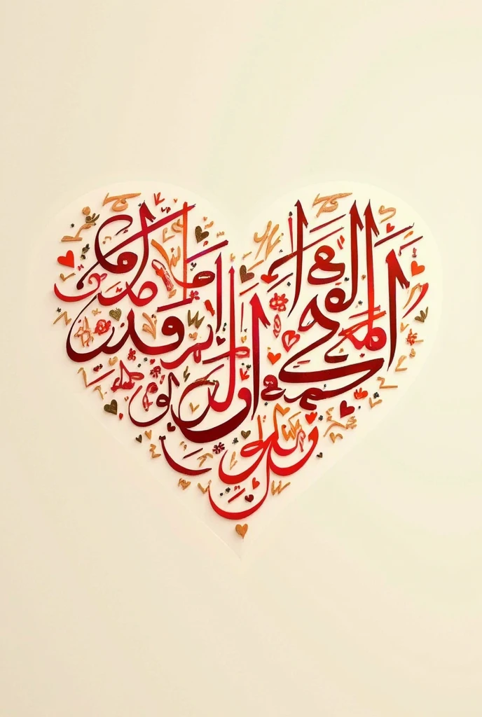 Make a heart by these letters Aliyya in arabic colour red