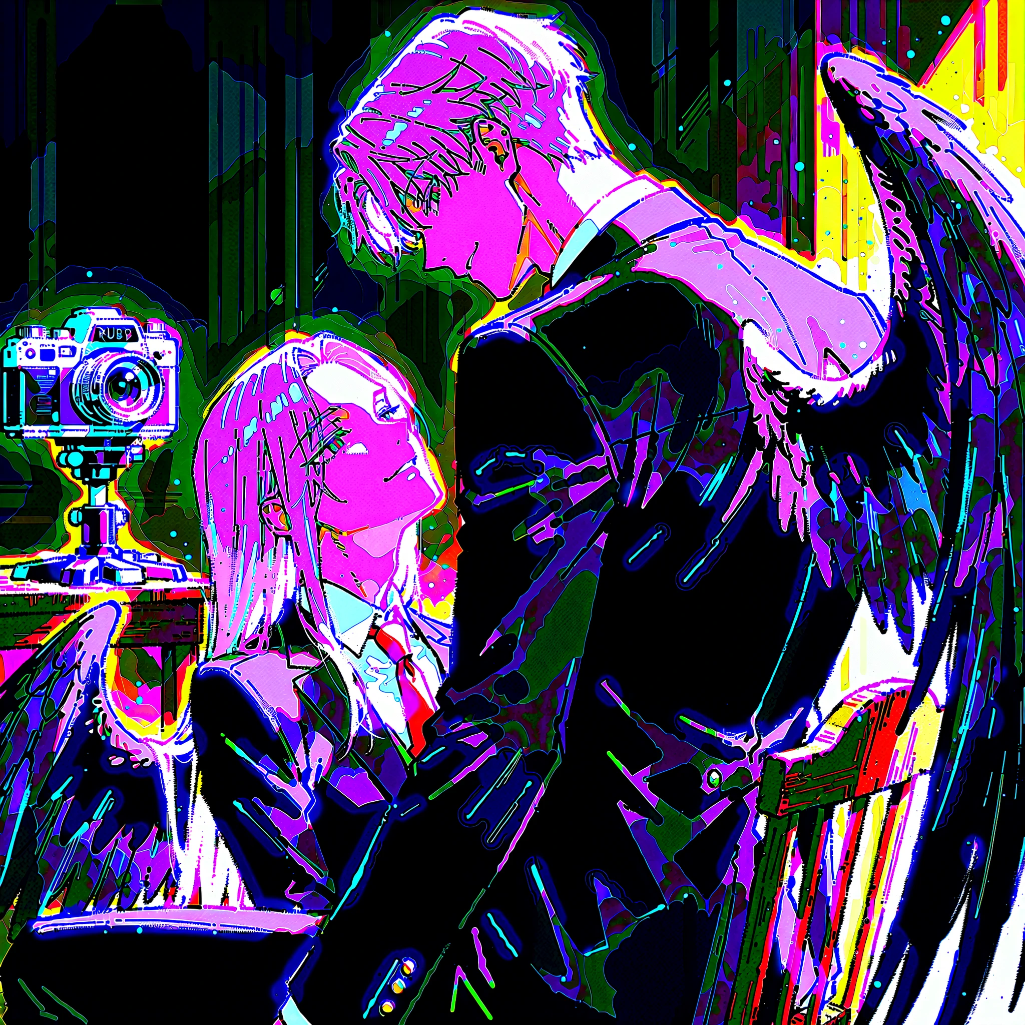 masterpiece,Highest Quality,detailed face, 1 man, Focus on Men,toned body, gray hair all back, with ruby eyes, Beautiful Youth,gentleman,black tuxedo, red tie, Tie adjustment ,portrait,  Graceful Smile , sit on a wooden chair, Black Wings on Her Back , and look at the camera,  western style 