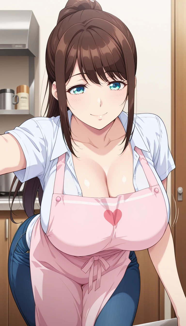 attractive korean woman, ripped muscle, muscular body, small breast, pale skin, smile(blush), nude, headband, thin necklace, sixpack abs, [ultra detailed skin:1.2], brown hair, wavy hair, 8k uhd, full body, stand, night, bedroom,